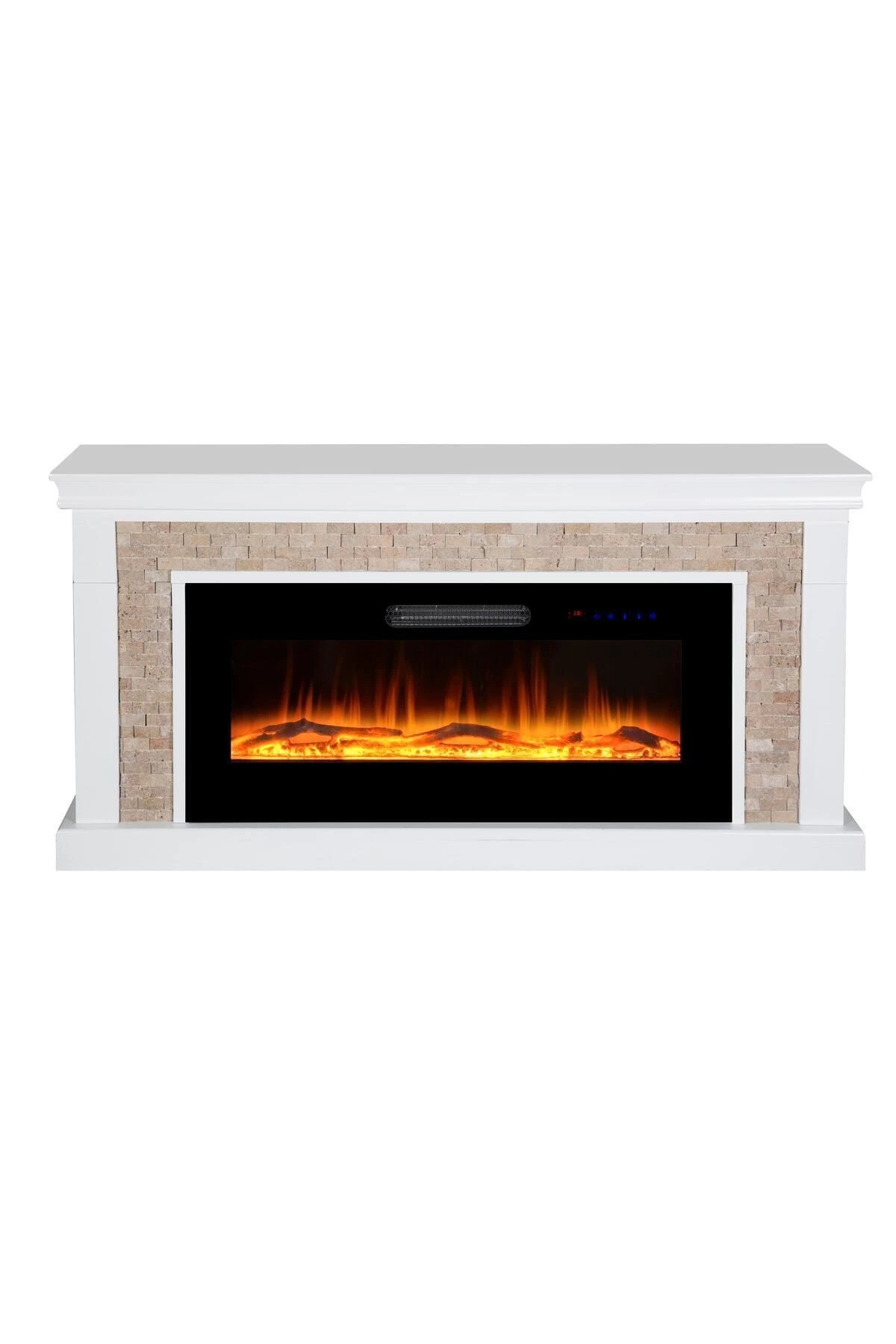 Decorative Stone Case, 150 Cm 8 Color Electric Fireplace Heater Bluetooth, Flame Sound, Wifi