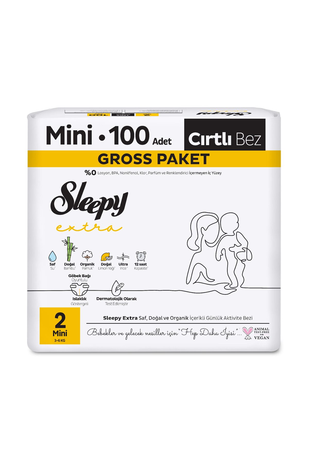 Sleepy Extra Günlük Aktivite Gross Paket Bebek Bezi 2 Numara Mini 100 Adet fotoğrafı 2 (önizleme)