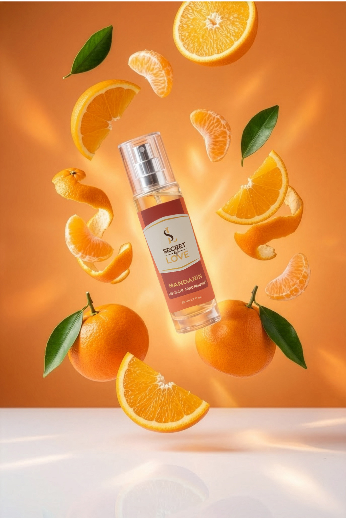 SECRET OF LOVE Mandarin Dekoratif Araç Parfümü 50 ml Mandalina Kokulu Oto Parfümü Premium Kalıcı Araç Kokusu - Araç Kolonyası