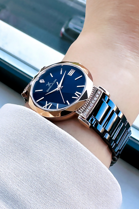 Daniel Klein Kesme Cam Su Geçirmez Taşlı Kadın Kol Saati Lacivert Renk Çelik ...