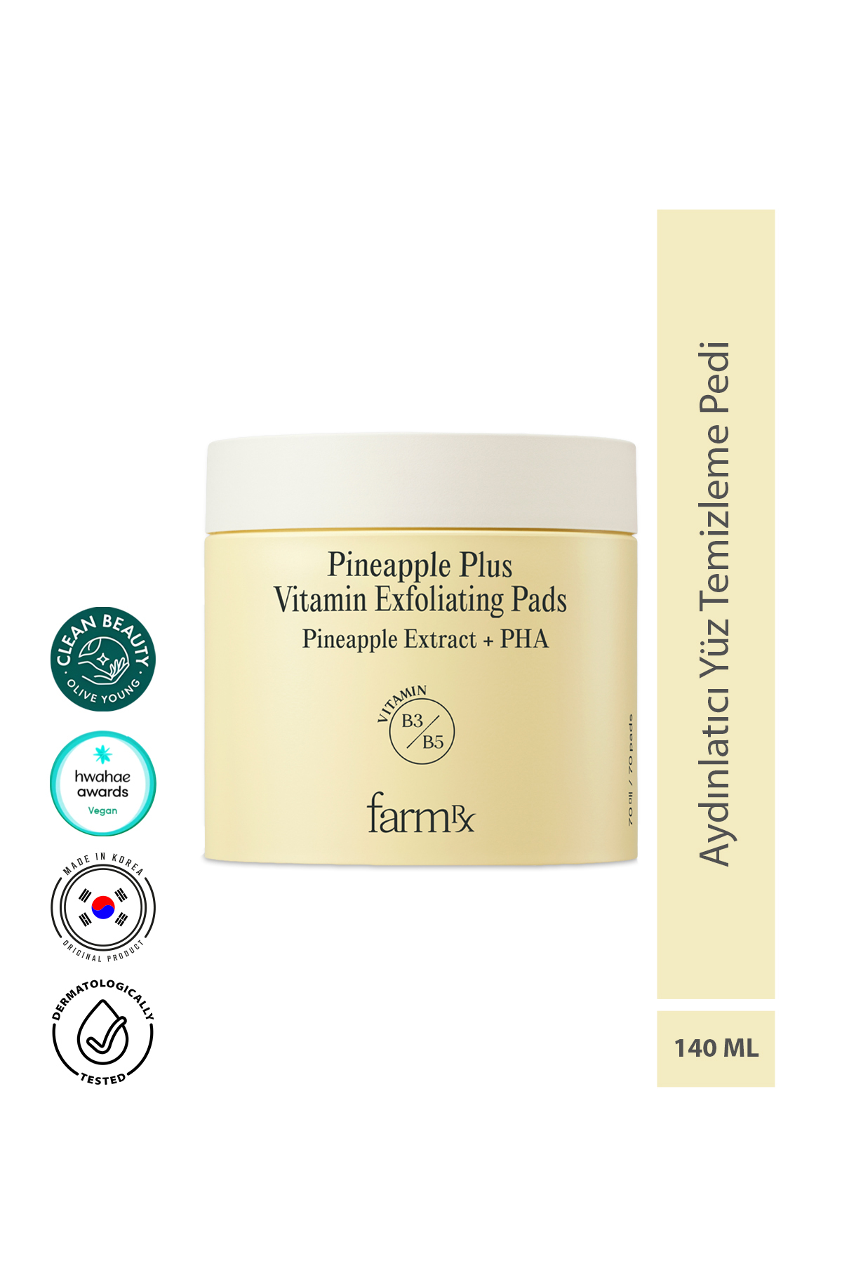 farmrx Pineapple Plus C Vitaminli Peeling Toner Pads 140 Ml Aydınlatıcı Yüz Temizleme Pedi — tonerpad140