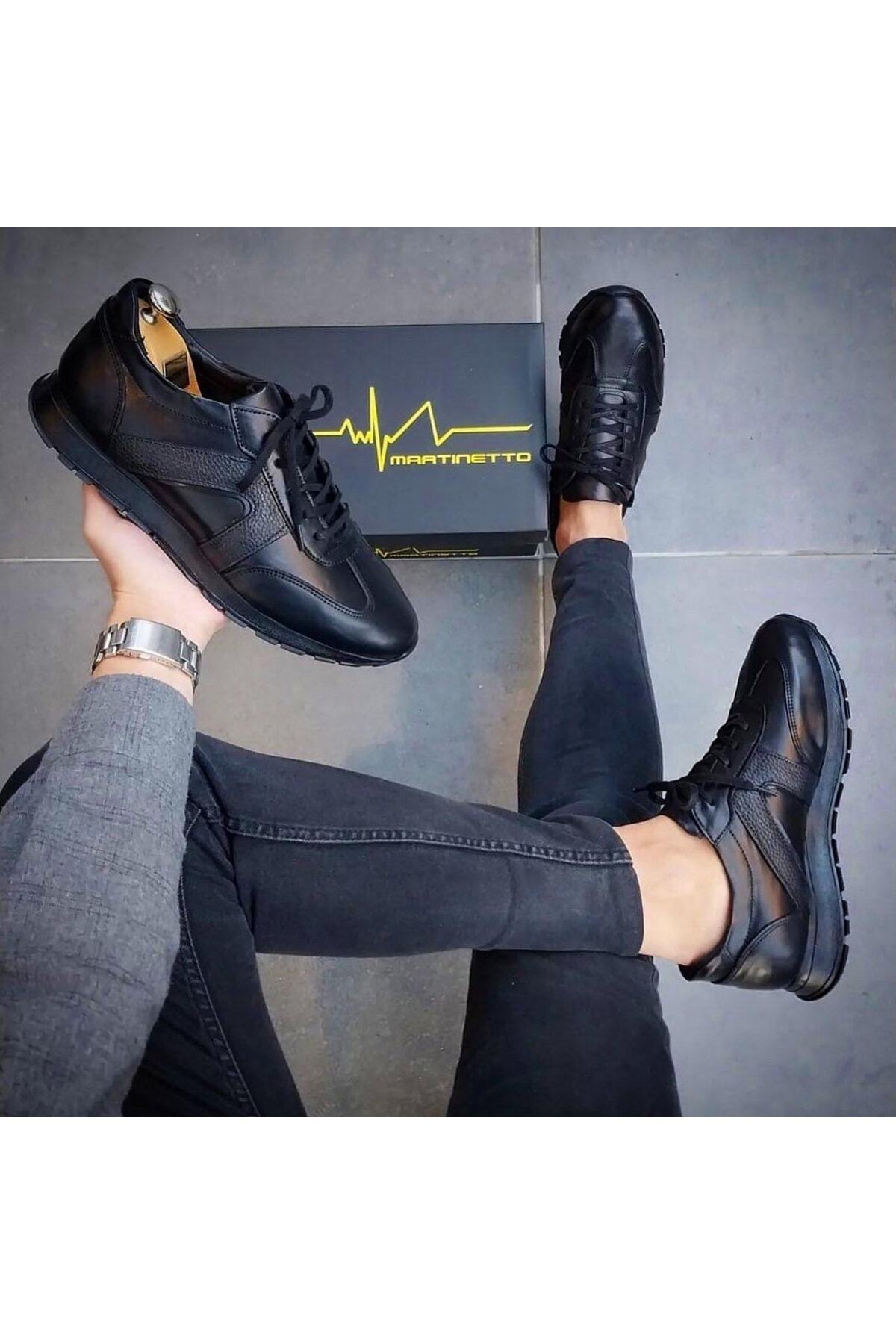 Martinetto  Hakiki Deri Siyah Günlük Erkek Ayakkabı - Görsel 6
