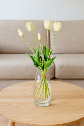 MAKİ DEKOR YAPAY LÜKS ISLAK LALE BUKETİ 40 CM BOYUNDA DEKORATİF VAZO ÇİÇEĞİ