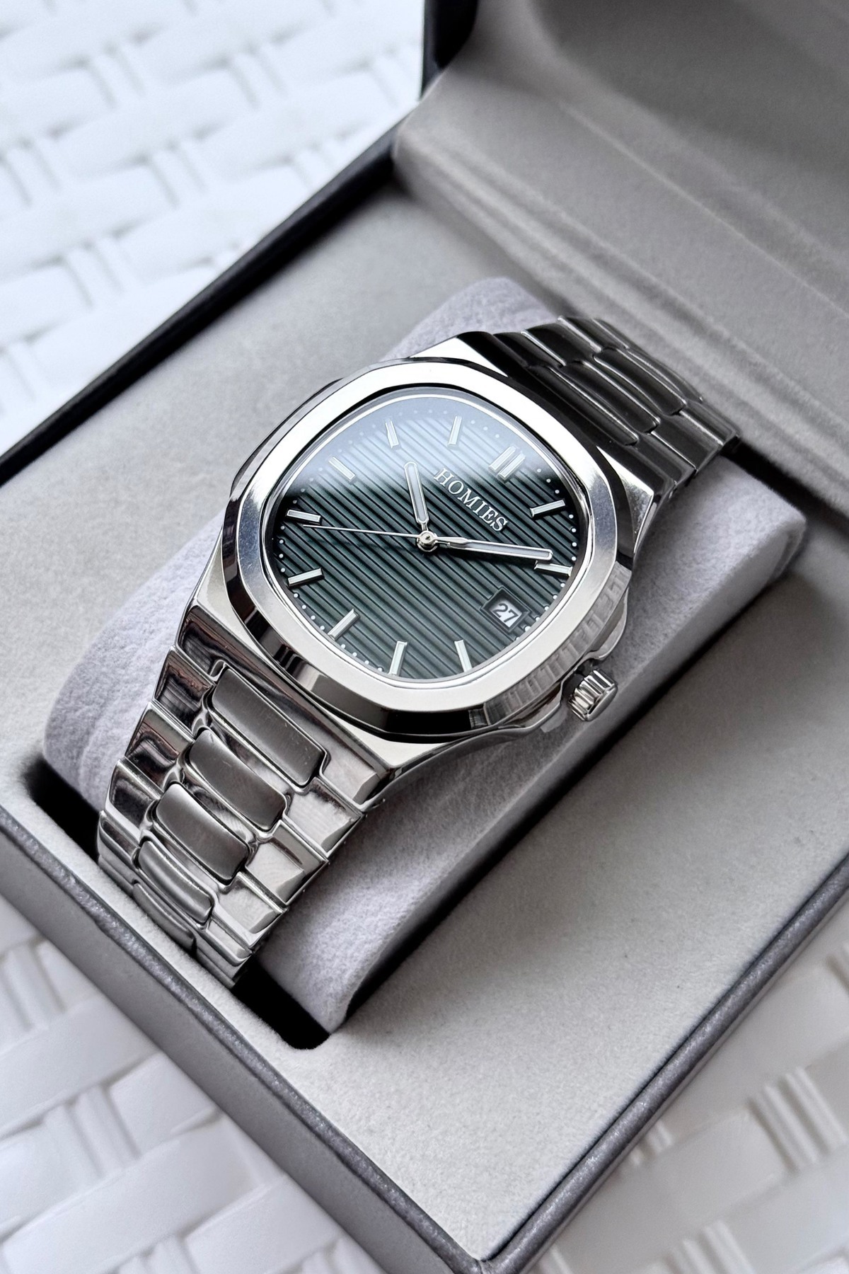 Homies  ERKEK KOL SAATİ TAKVİM GÖSTERGELİ,EŞREF TEK MODEL,HEDİYELİK KUTUSU VE BİLEKLİK HEDİYELİ .HMMYS50 - Görsel 6