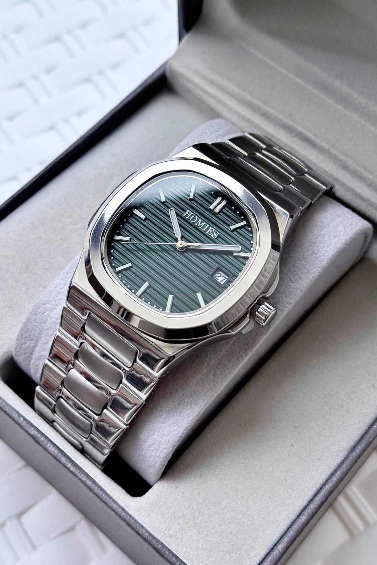 Homies  ERKEK KOL SAATİ TAKVİM GÖSTERGELİ,EŞREF TEK MODEL,HEDİYELİK KUTUSU VE BİLEKLİK HEDİYELİ .HMMYS50 - Görsel 5