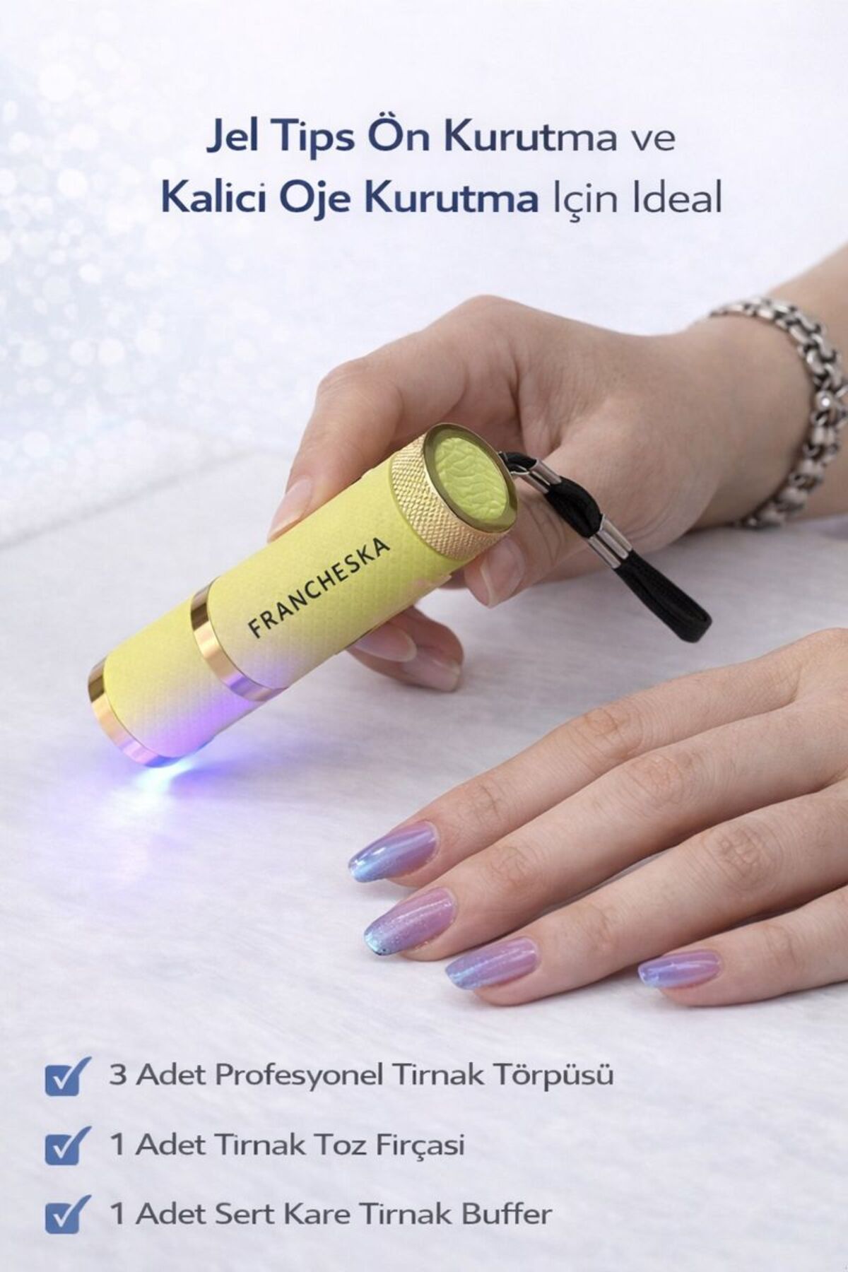 KALICI OJE JEL TİPS KURUTUCU UV LED EL FENERI KIT 7 AKSESUARLAR — FRNCFNR — تصویر 5 از 6