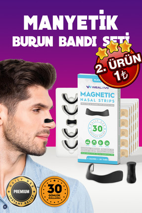 Wealtivo Manyetik Burun Bandı Seti Premium 30'lu, Horlama Azaltıcı Mıknatıslı...
