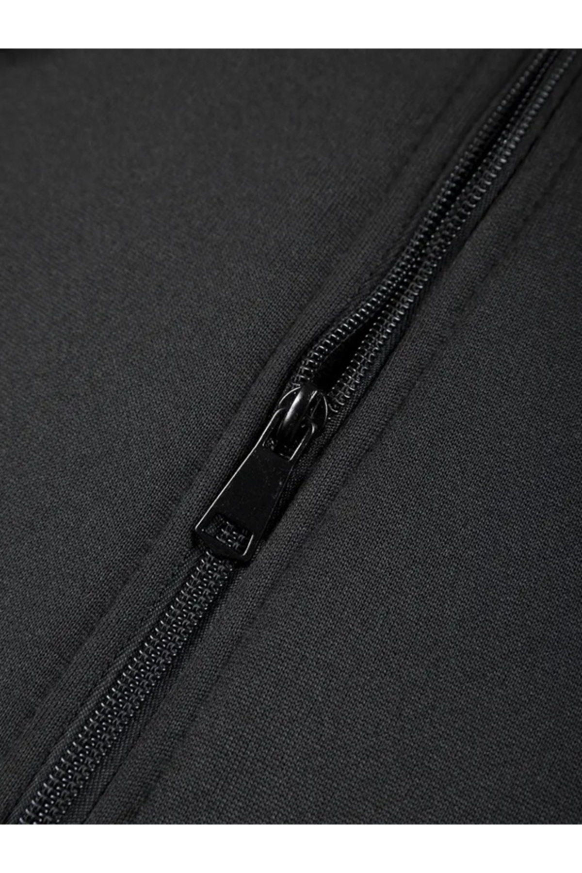 EXPECTED  Erkek Siyah Oversize Fermuarlı Hoodie - Streetwear Kapüşonlu Hırka - Görsel 6