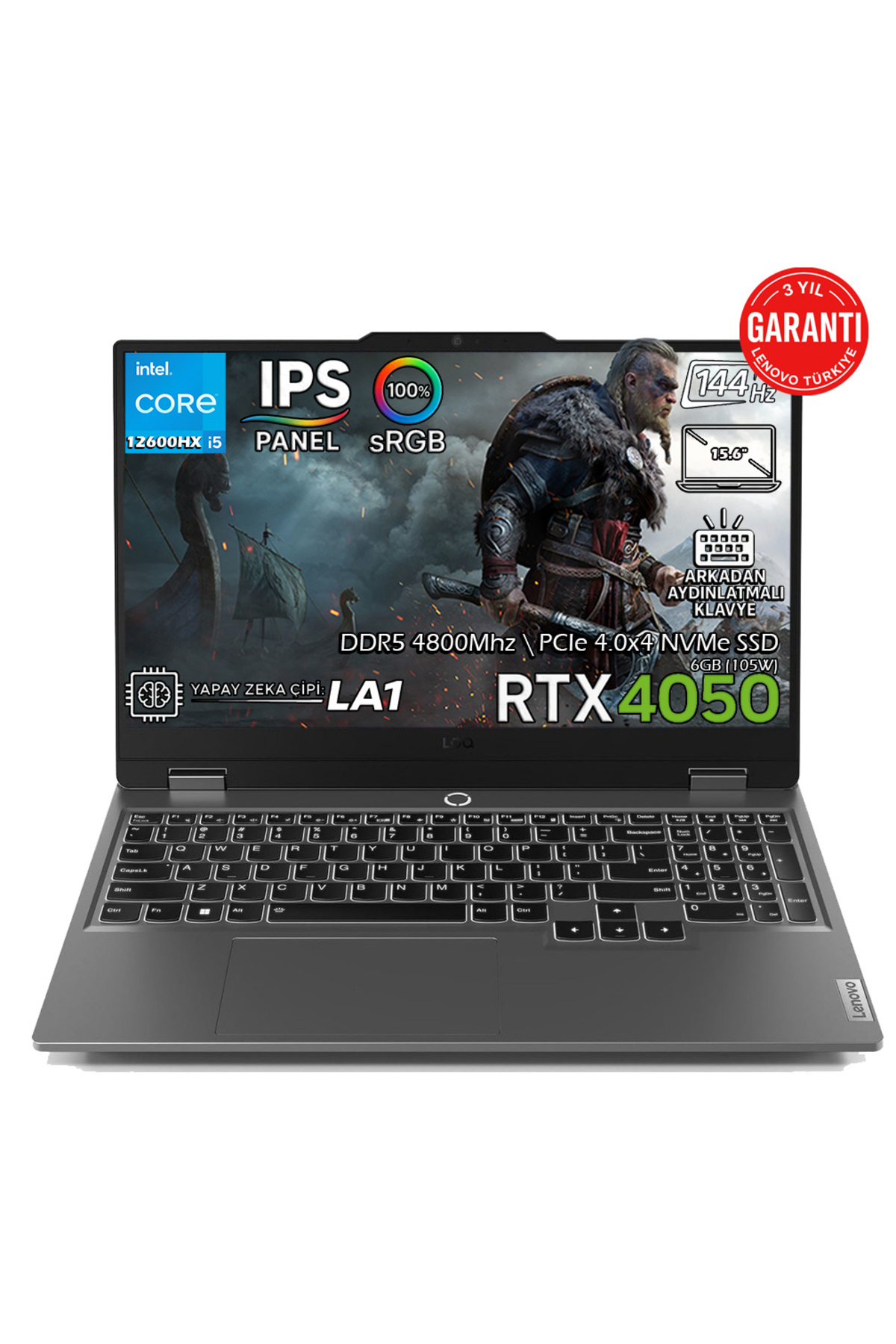 LOQ 15IAX9 Intel Core i5-12600HX 16GB 512GB SSD RTX 4050 6GB 15.6" FHD IPS 144Hz