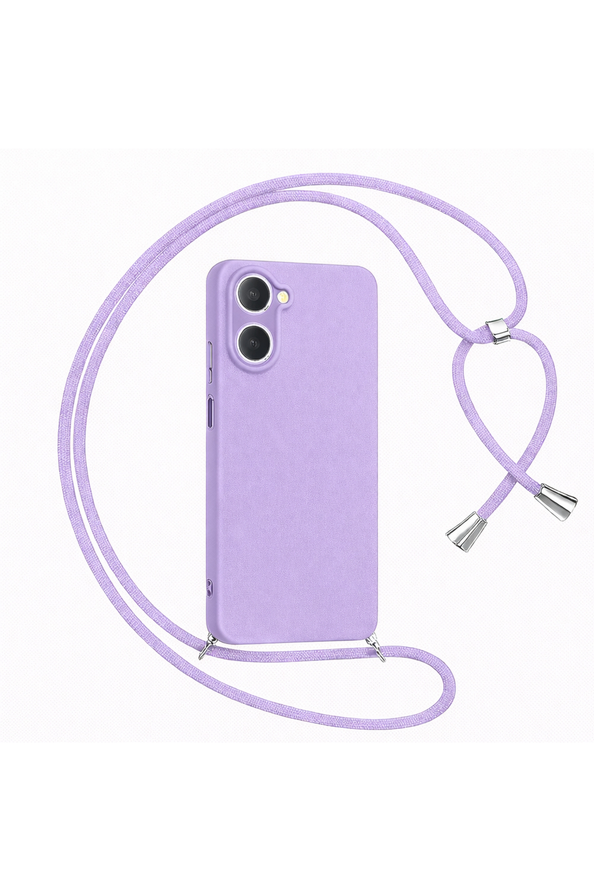 Compatible with Galaxy S22 Plus Drawstring Neck Strap Silicone Case Velvet Inner Epiphany Case Lilac