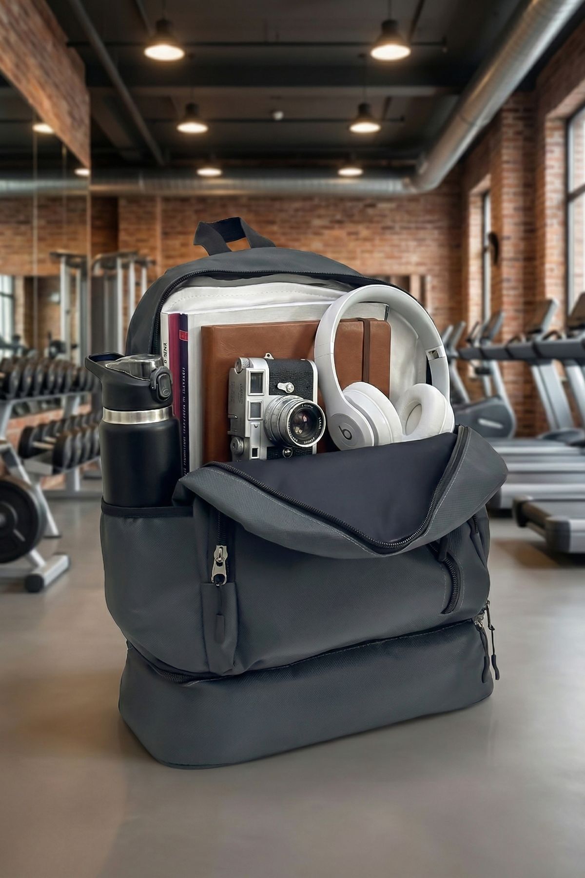 Bambus  Sporcu Sırt Çantası - Ayakkabı Bölmeli , Tablet, Telefon Bölmeli , Su Geçirmez Sporcu Sırt Çantası - Görsel 4