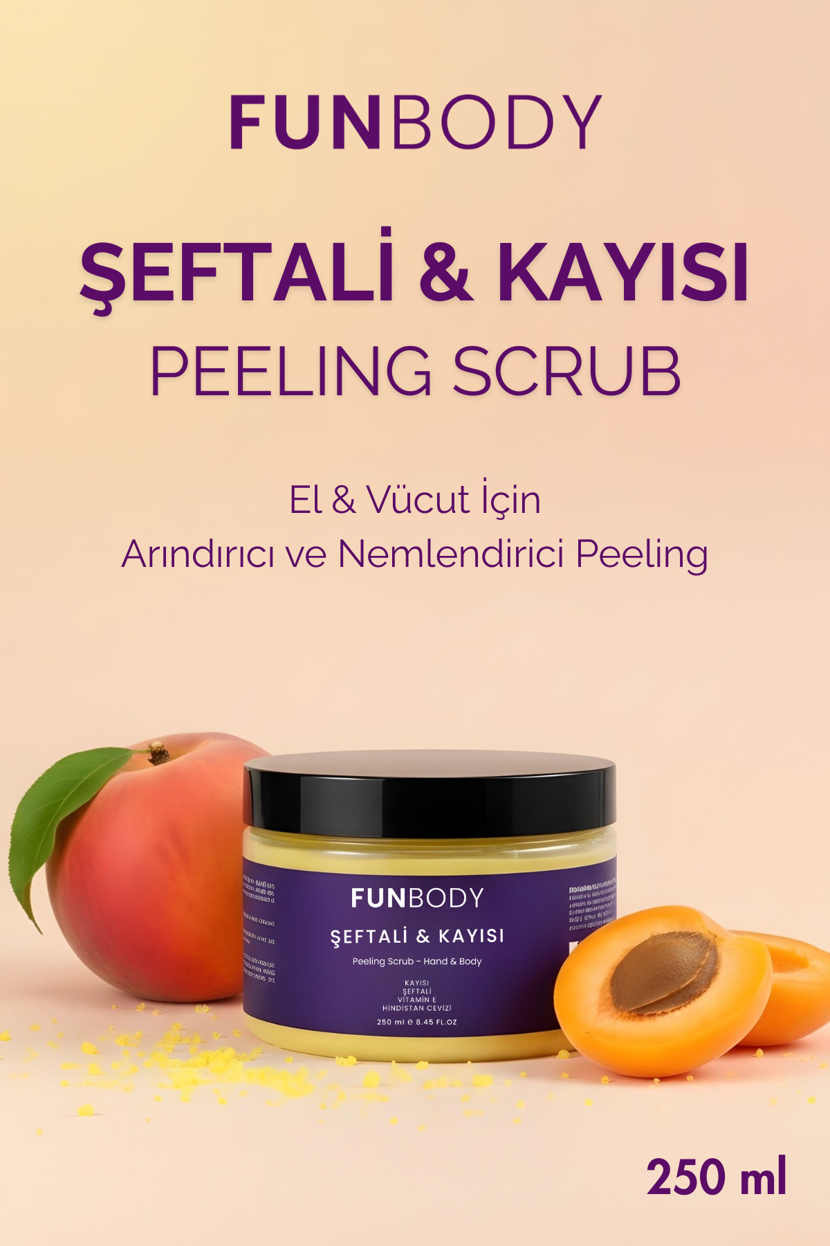 ŞEFTALİ & KAYISI PEELİNG SCRUB 250 ML 1 ADET — FUNKYS — تصویر 2 از 7