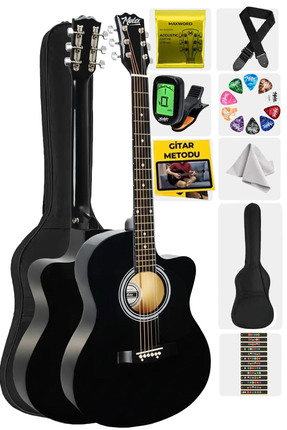 Midex RG-540BK Kesik Kasa Siyah 40 İnç Akustik Gitar Seti 4/4 Yetişkin