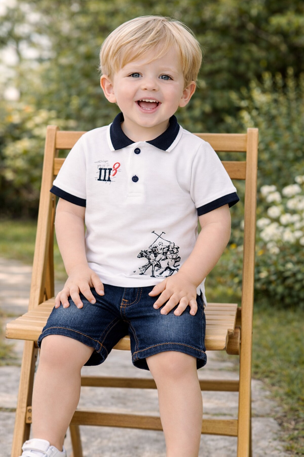 Chicsy Baby Tarz Lakos Asker Desenli Belden Ayarlanabilir Kısa Kollu Şortlu 2'li Takım Çocuk ve Bebek Giyim Özel fotoğrafı 3 (önizleme)