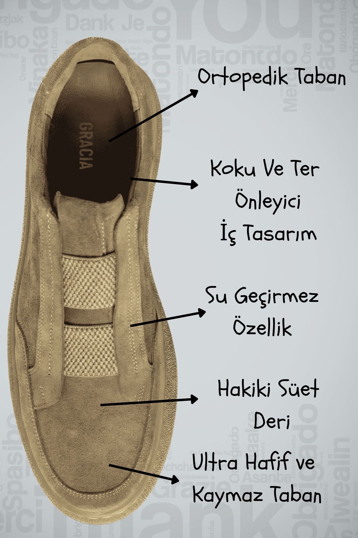 ALTA GRACIA  Erkek Klasik Hakiki Deri Ayakkabı Rahat Tabanlı Günlük Ofis Sneaker Ortopedik Kaymaz Okul Casual - Görsel 3