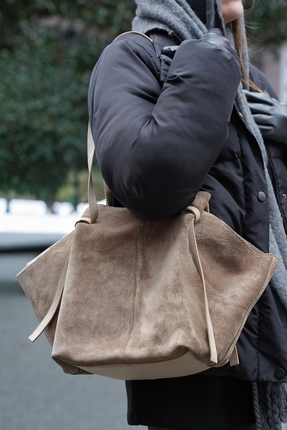 Marjin Kadın Hakiki Deri Shopper El ve Omuz Çantası Yorita Vizon Süet