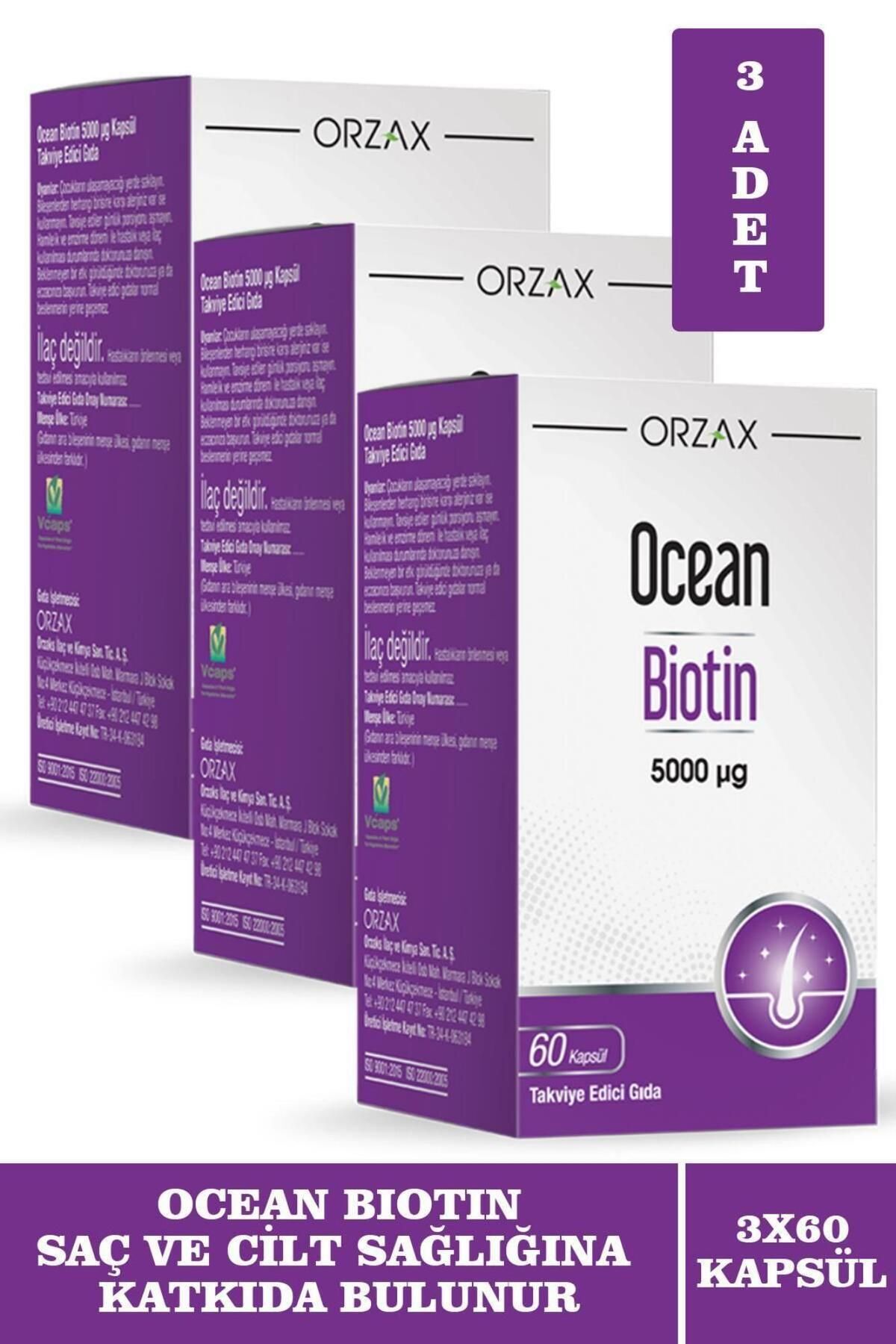 Orzax Ocean Biotin 5000 mcg 60 Kapsül 3 Adet - Fiyatı, Yorumları