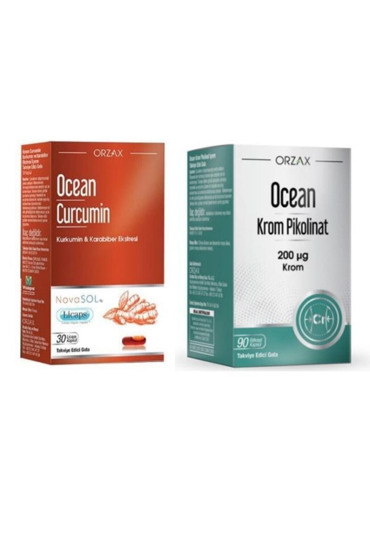 Ocean Curcumin 30 Kapsül + Krom Pikolinat 200 Mcg 90 Kapsül Ikili