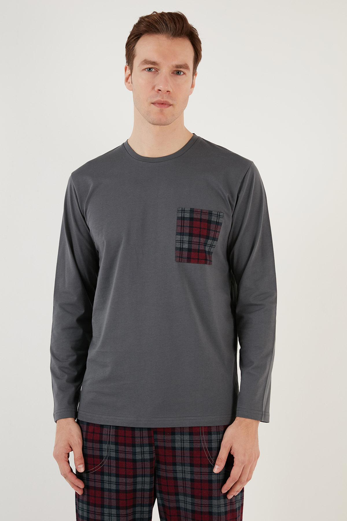 Buratti  Ekoseli Cepli Beli Lastikli % 100 Pamuk Regular Fit Pijama Takımı Erkek PİJAMA TAKIMI 657200 - Görsel 7