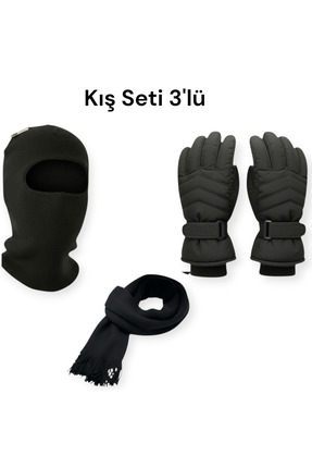 Mustran 3’lü Kış Seti Kar Kayak Eldiveni Balaklava Atkı | S/M -L -XL Soğuk Rü...