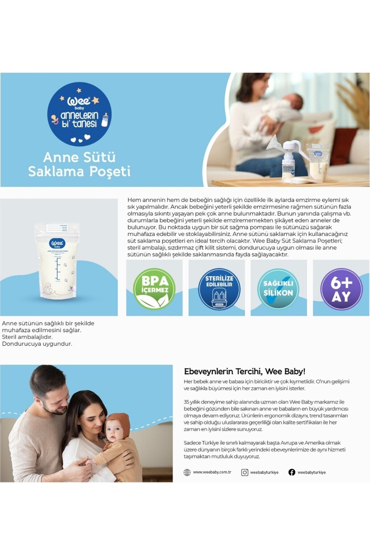 Wee Baby Wee Süt Saklama Poşeti 20 Adet 4 Kutu fotoğrafı 3 (önizleme)