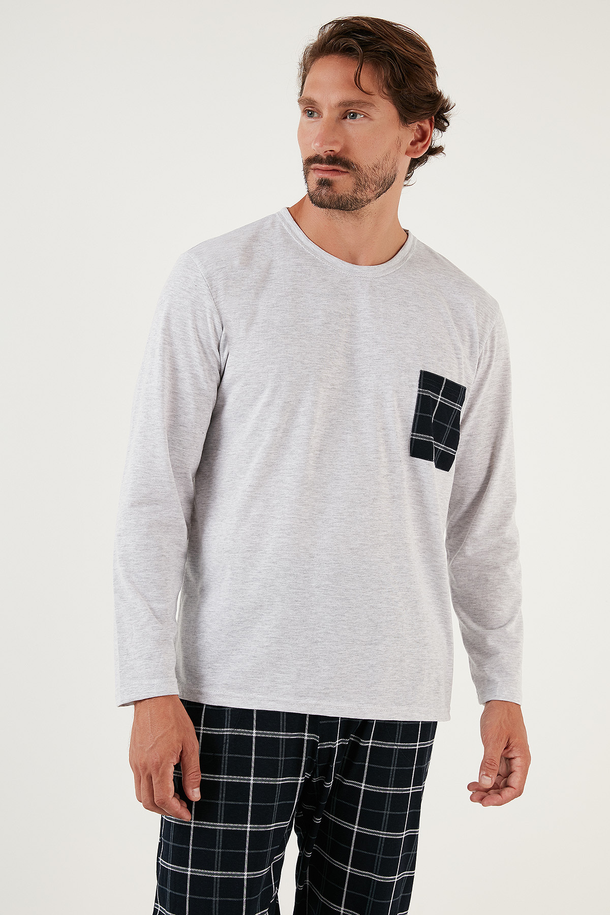 Buratti  Ekoseli Cepli Beli Lastikli % 100 Pamuk Regular Fit Pijama Takımı Erkek PİJAMA TAKIMI 657200 - Görsel 4