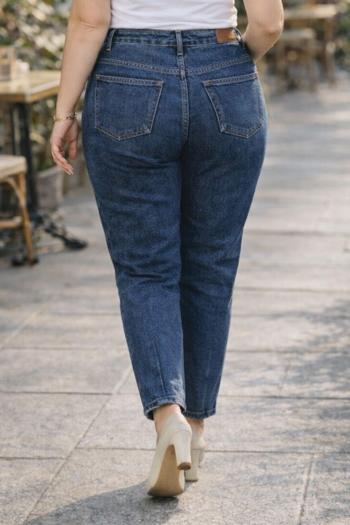 CEDY DENIM Mom Fit Jean Büyük Beden Yüksek Bel Carrot Kesim Dar Paça Pileli Esnek Kot Pantolon C600-mavi görsel 8