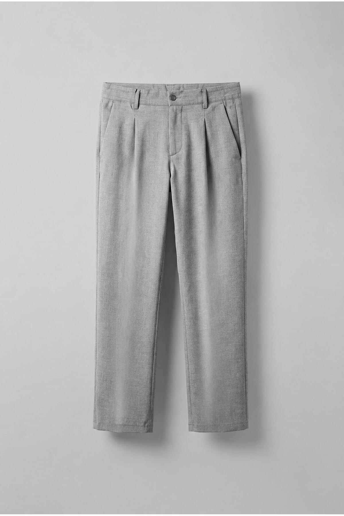 Men's Baggy Fit Elastic Waist Casual Pants Gray