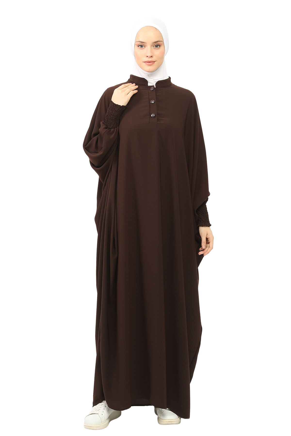 Women's Medina Silk Abaya Abaya Abaya Dress Judge Collared Bat Sleeve Modest Dress
