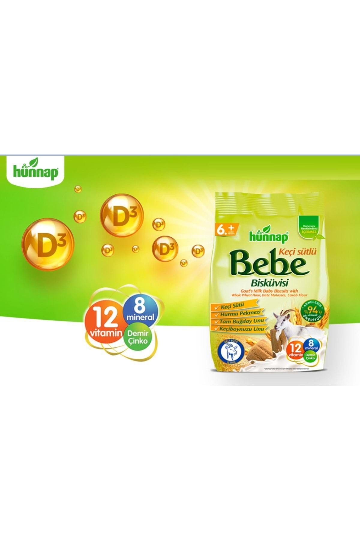 Hünnap Bebe Bisküvisi Keçi Sütlü 400gr 2 Li Set (TOPLAM 800GR) fotoğrafı 3 (önizleme)