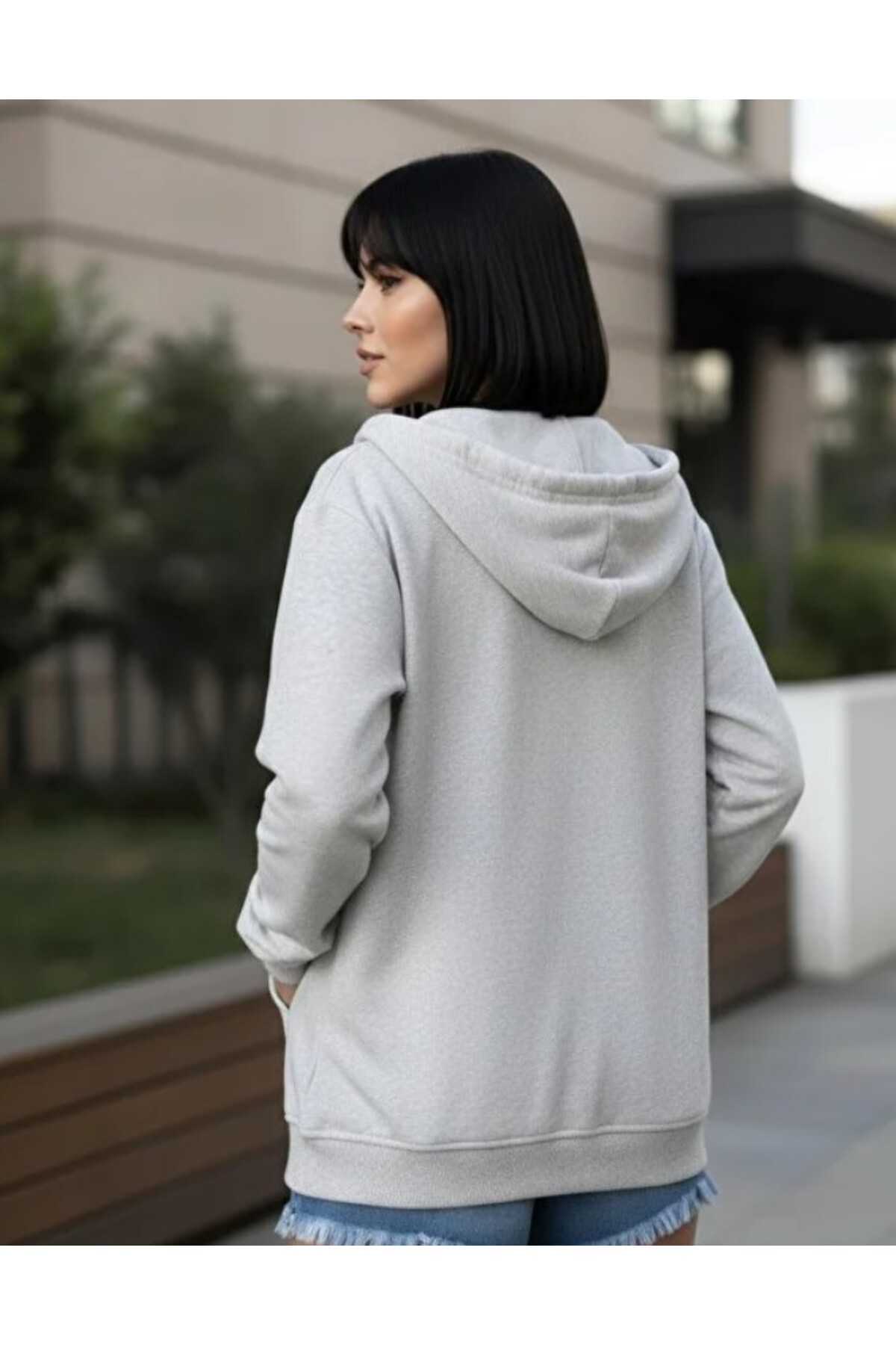 Pure Co.  Kadın Fermuarlı Kapüşonlu Düz Hırka - Minimalizm ve Kalite Bir Arada - Görsel 5