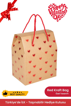 OGTWO Sevgililer Günü İçin Hediye Kutusu Çanta Kalpli Kraft Karton Sevgiliye ...