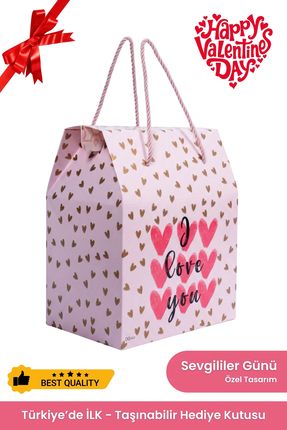 OGTWO Sevgililer Günü Özel Hediye Kutusu & Çanta Karton Hediye Paketi Kalpli ...