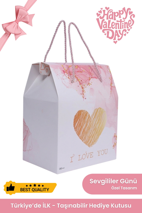 OGTWO Sevgililer Günü Özel Hediye Kutusu & Çanta Karton Hediye Paketi Kalpli ...