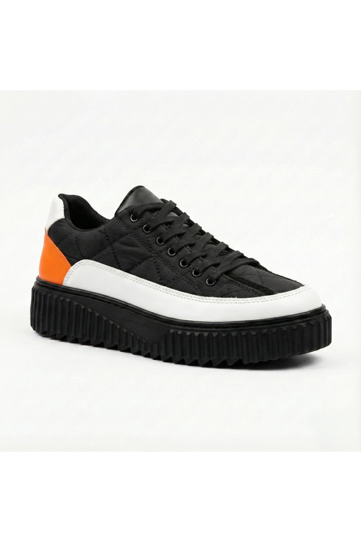 Black Orange Detailed Parachute Fabric Men's Sneaker - Soft Sole Outdoor Shoes BA0801