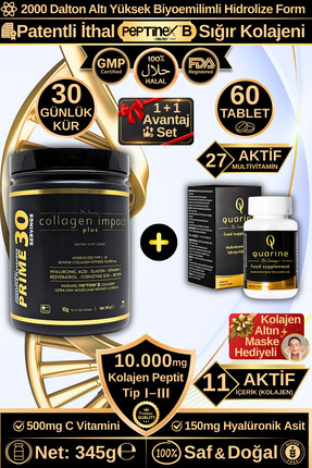 Dr.Sammy's Quarine Saç Vitamini + Prime 30 Collagen Avantaj Set (1 Aylık Kola...