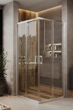 MONAQUA Arteko Duşakabin Kare - Parlak Eloksal Alüminyum Profil - Şeffaf 5mm Cam