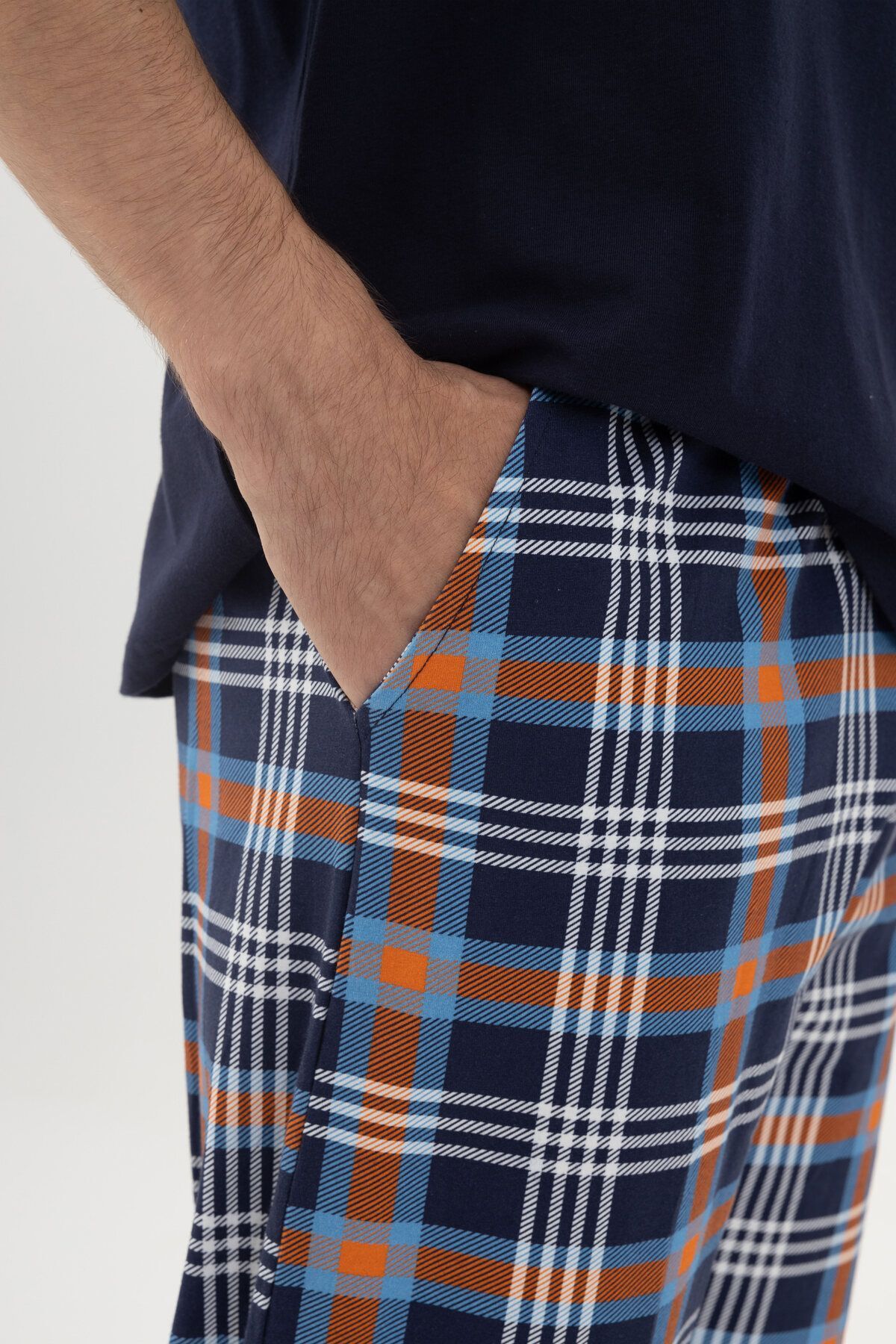 koza iç giyim  Erkek Kısa Kollu Ekose Desenli Pamuklu Pijama Takımı - Görsel 5