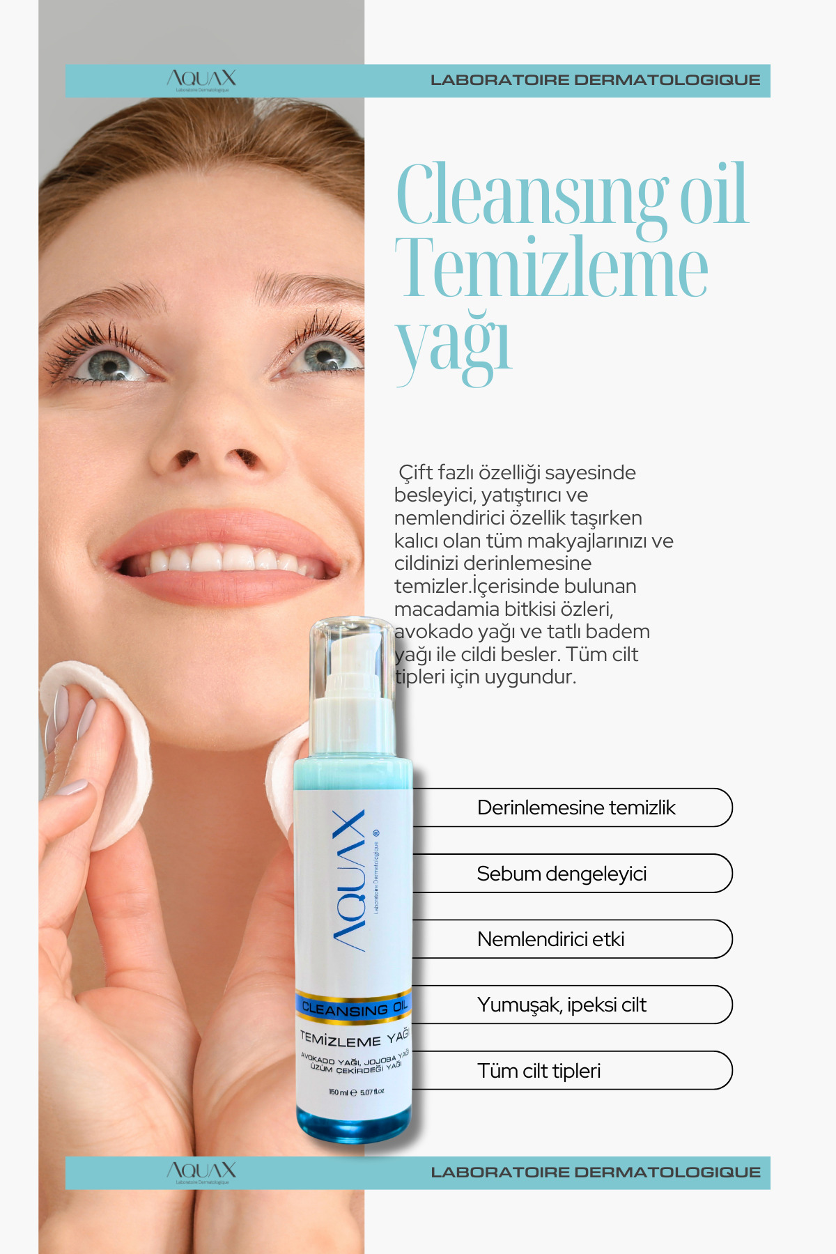 Besleyici Yüz Ve Vücut Temizleme Yağı 150 ml - Avokado, Jojoba Ve Üzüm Çekirdeği Yağı — TY9042 — تصویر 2 از 5
