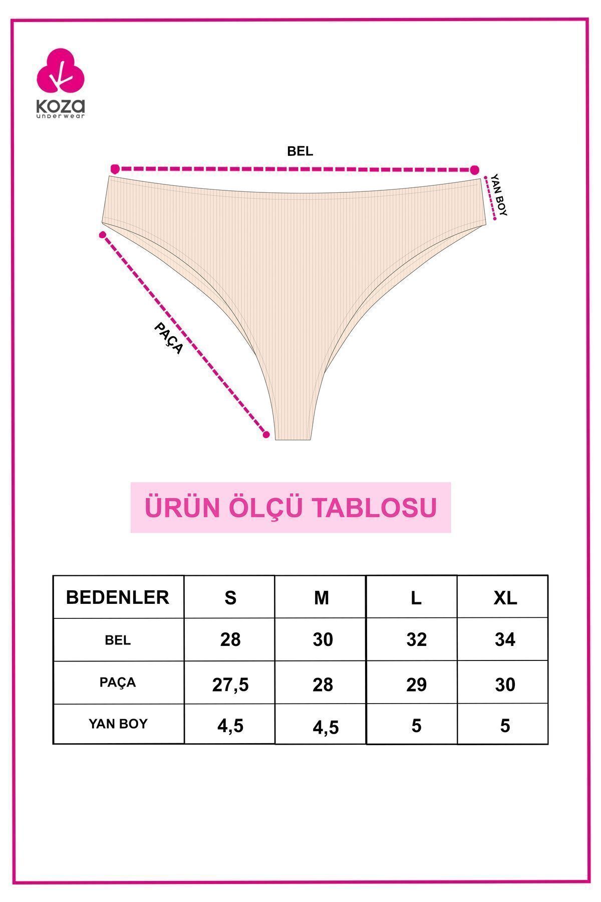 koza iç giyim Kadın 5'li Fitilli Brazilian Külot görsel 7