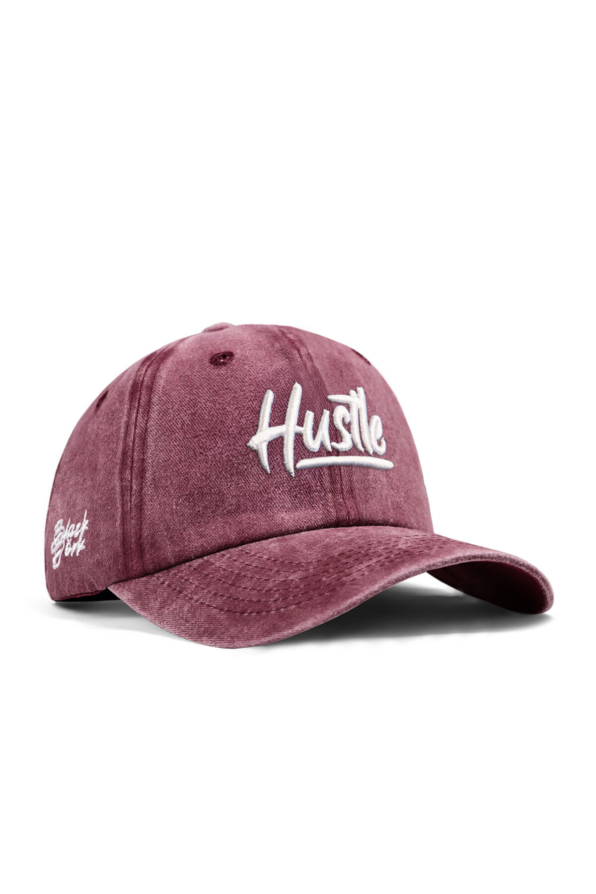 BlackBörk Hustle Nakışlı Vintage Beyzbol Bordo Şapka