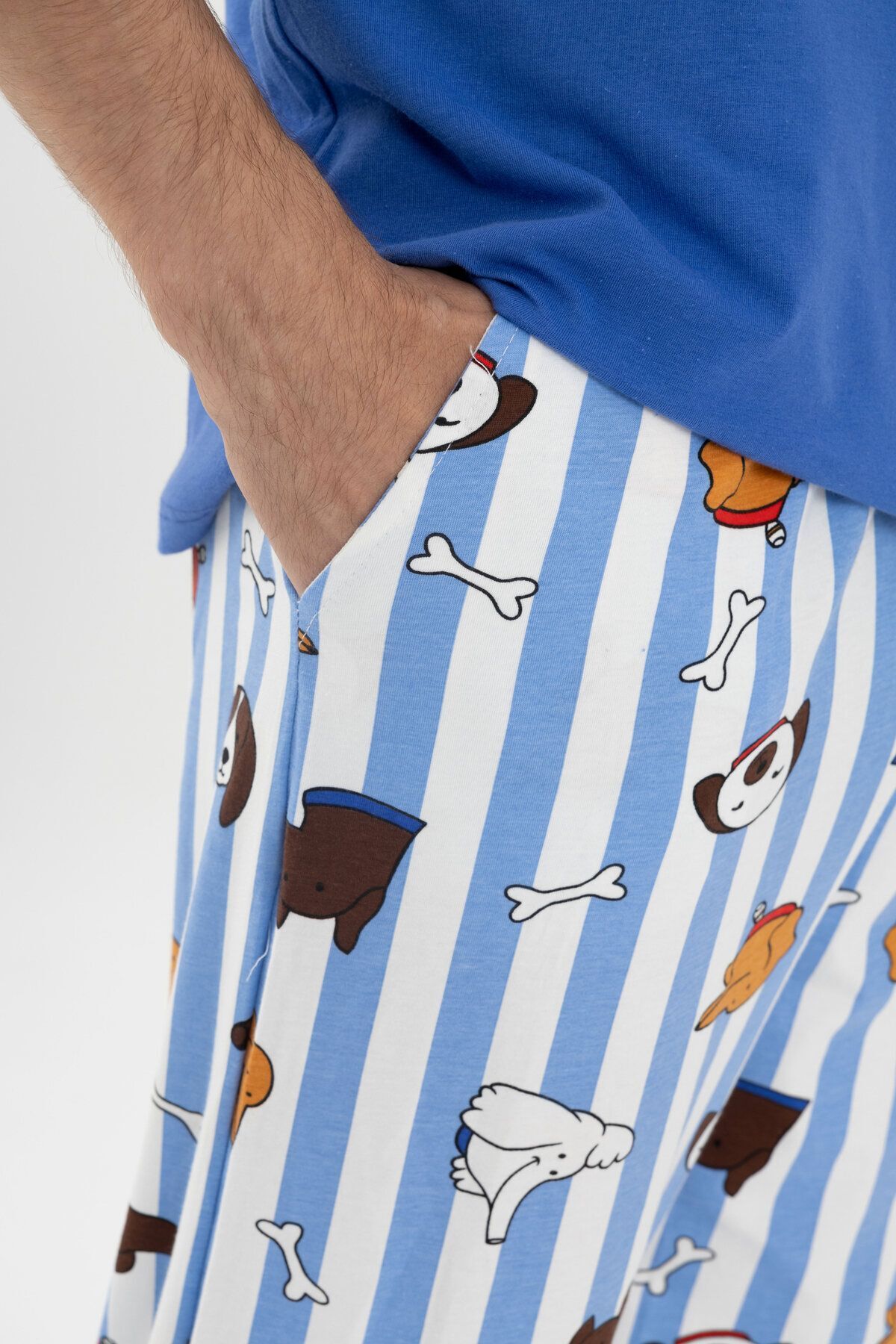 koza iç giyim  Erkek Kısa Kollu Pamuklu Hayvan Desenli Pijama Takımı - Görsel 4