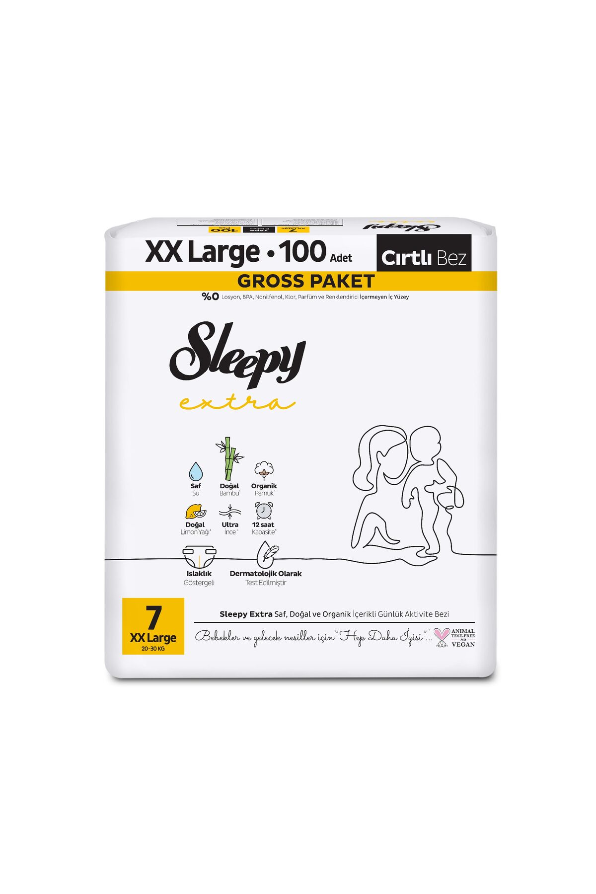 Sleepy Extra Günlük Aktivite Gross Paket Bebek Bezi 7 Numara Xxlarge 100 Adet fotoğrafı 2 (önizleme)