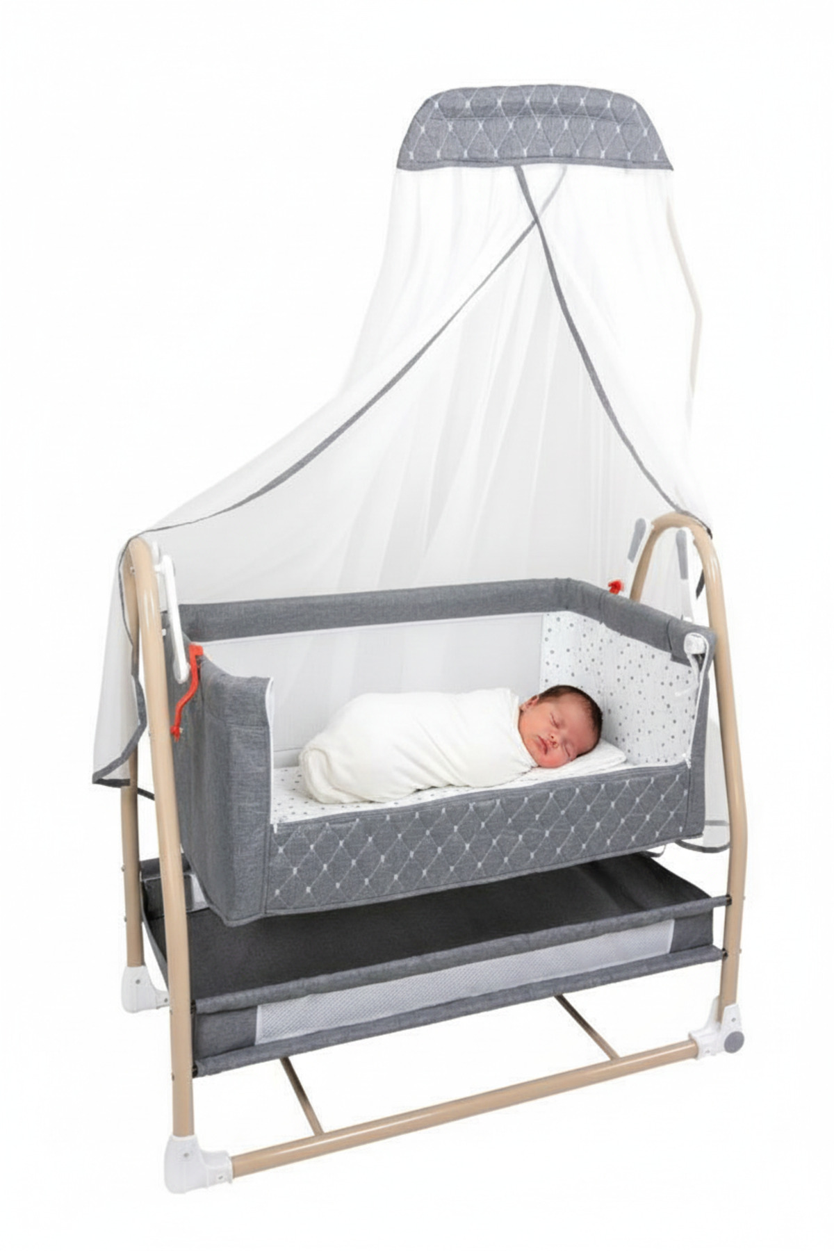 Tommybaby Royal Anne Yanı Beşik Tüllü Sepet Beşik Sallanabilir Bebek Beşiği Anne Yanı Beşik fotoğrafı 2 (önizleme)