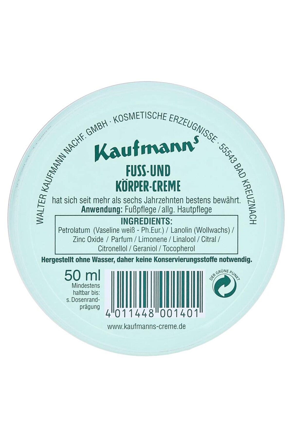 Ayak ve Vücut Kremi 50 ml – Yoğun Nemlendirici, Su İçermeyen Formül — 4011448001401 — تصویر 3 از 8