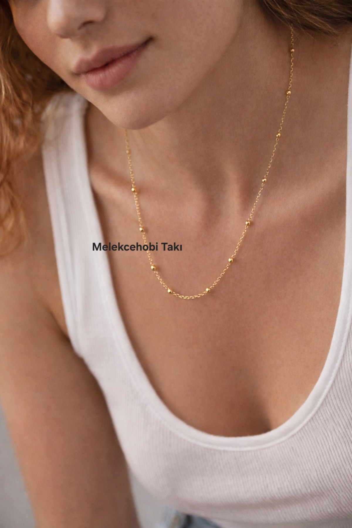 XUPING JEWELRY 14 Ayar Altın Kaplama Kararmaz 45 cm Top Zincir Kolye