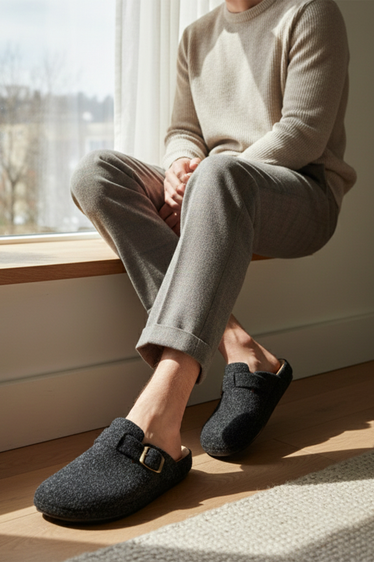 Buratti  Kemerli Keçe Kışlık Ev Terlik Erkek TERLİK 6711003