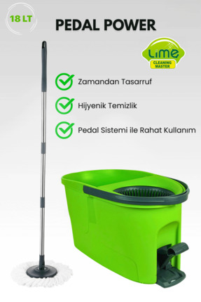 Lime Pedallı Turbo Temizlik Seti - Microfiber Bezli - Döner Başlıklı Otomatik...