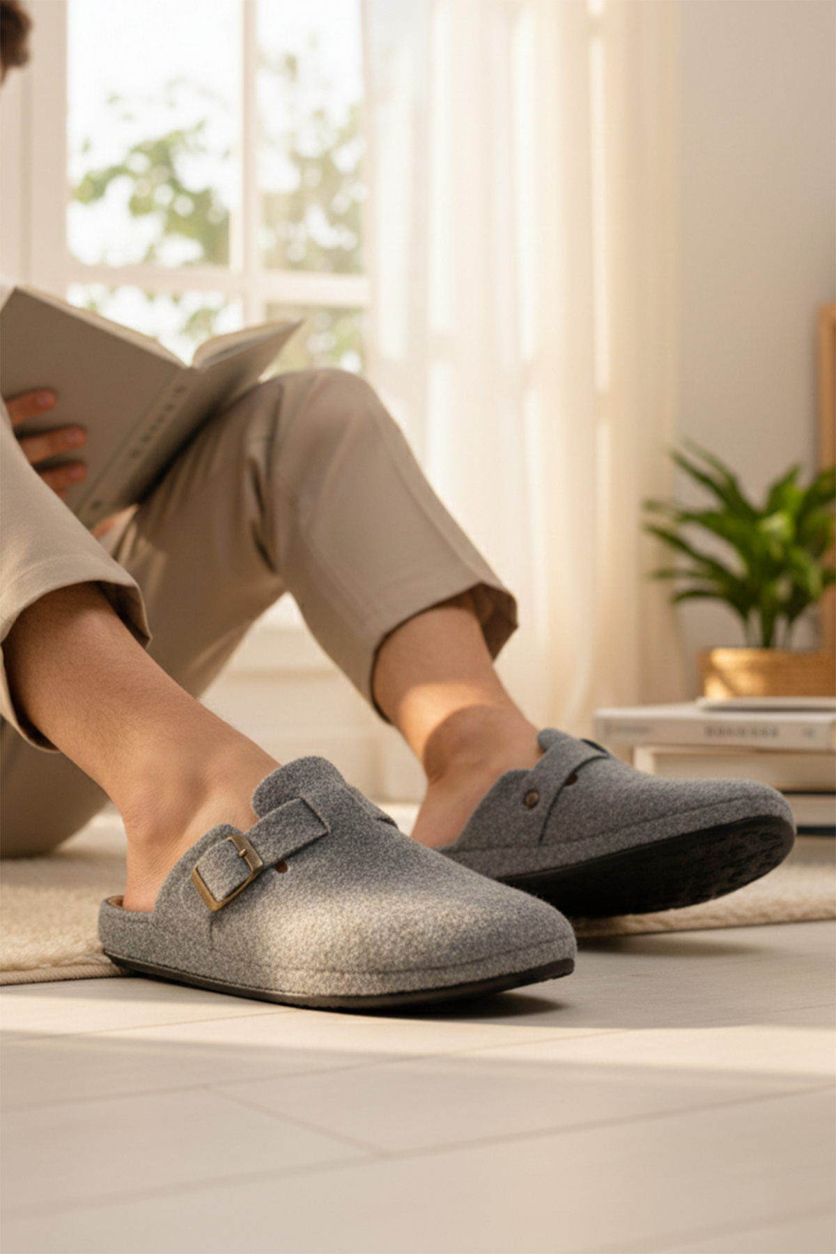 Buratti  Kemerli Keçe Kışlık Ev Terlik Erkek TERLİK 6711003
