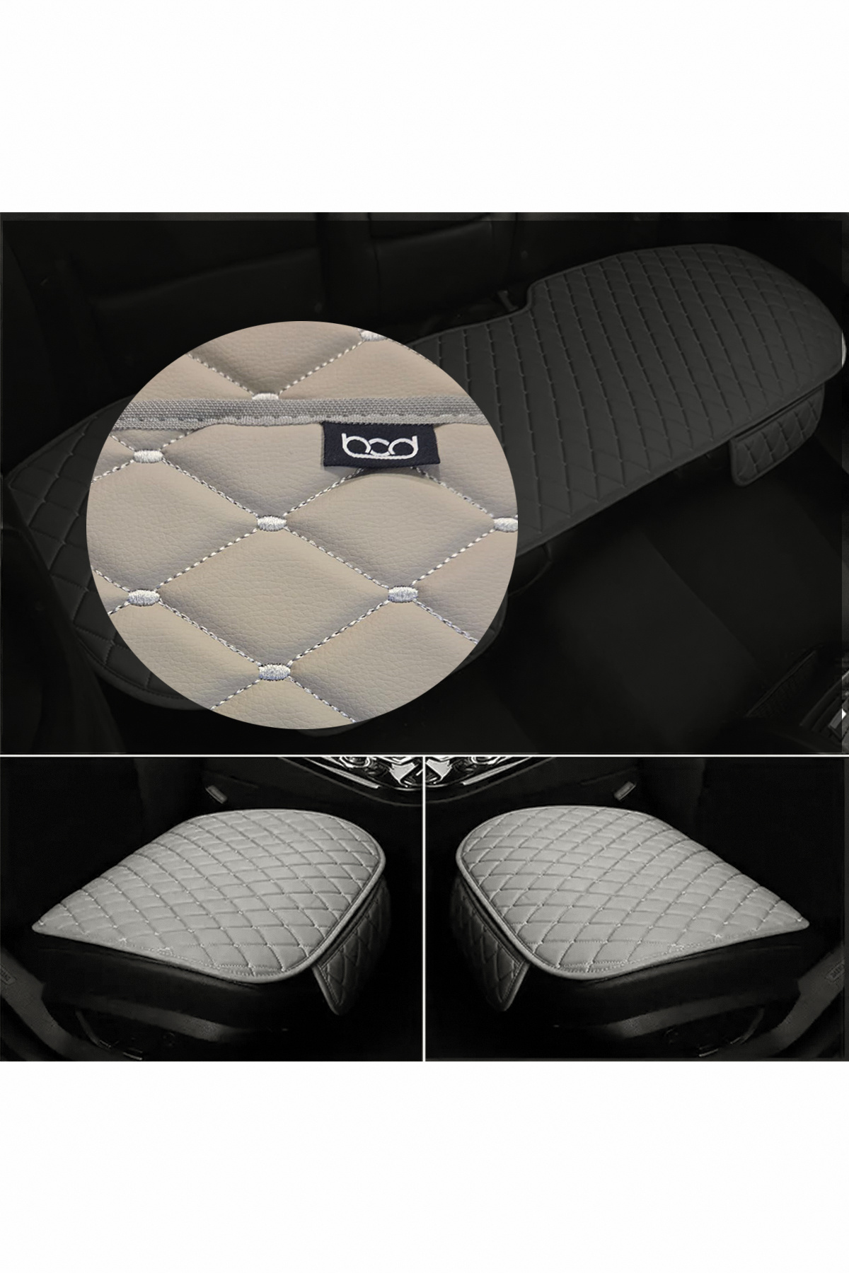 Bod Dali Serisi Deri Koltuk Minder Koruma Kılıfı Oturak 3 Lü Set Gri fotoğrafı 2 (önizleme)